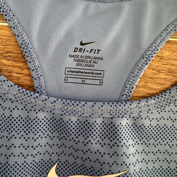 Nike Dri-FIT Swoosh Sports Bra Blue Dot Print Medium - Picture 3 of 4